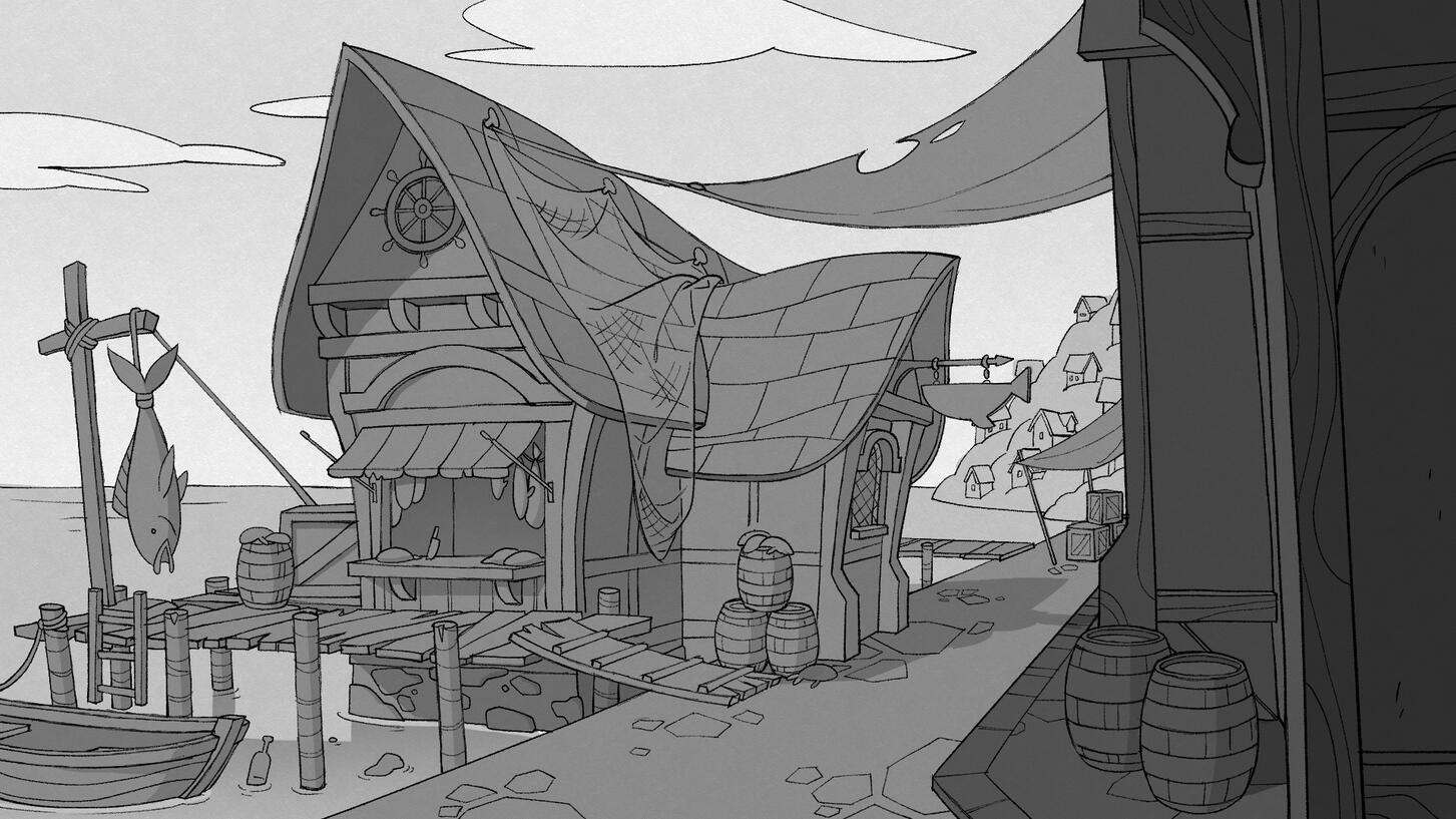 Tangled show-styled fishmonger shop